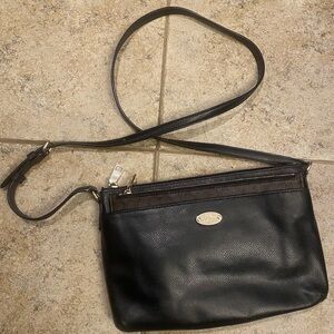 Coach Black  F52881 Crossgrain Leather East West Pop Crossbody
